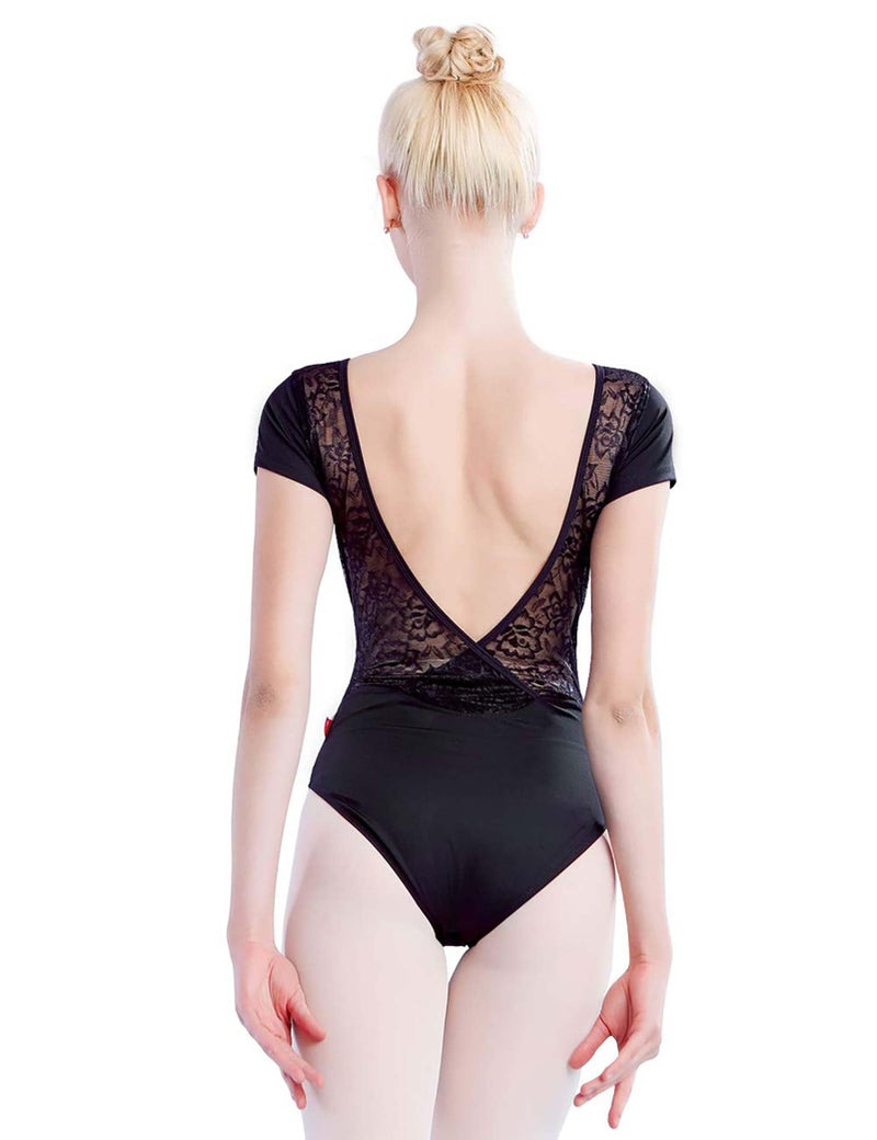 Daydance Lace Lycra Black Women Leotards for Dance, Swim, Gymnastics, Aerial Yoga, - Image 1